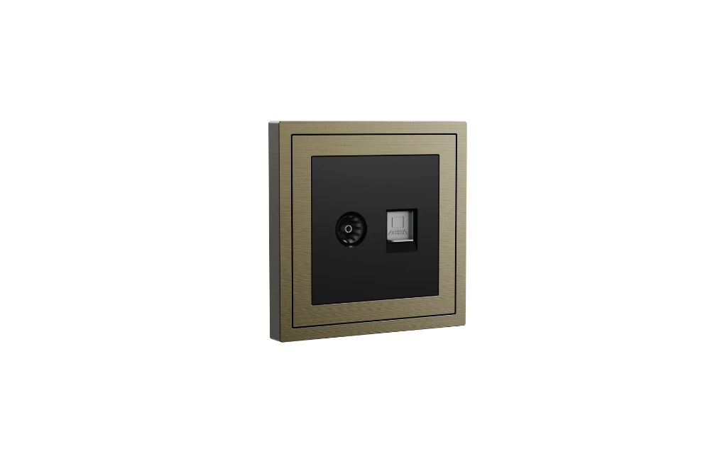 Xelent TV and ethernet antique bronze left side view EU.webp