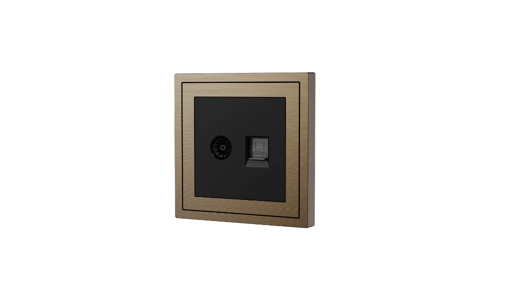 Xelent TV and ethernet brass right side view EU.webp