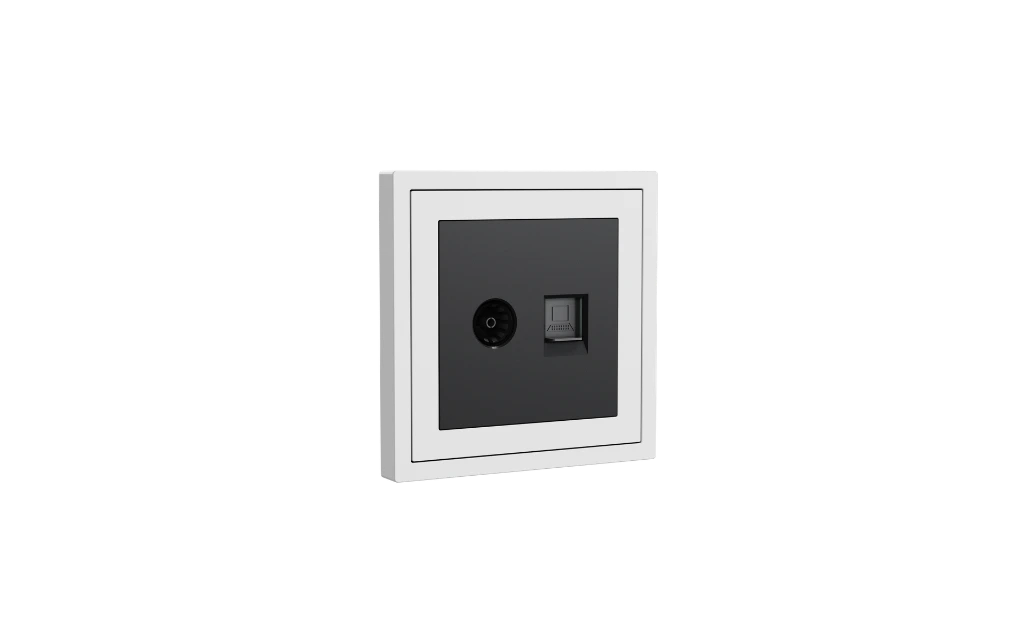 Xelent TV and ethernet ivory white left side view EU.webp