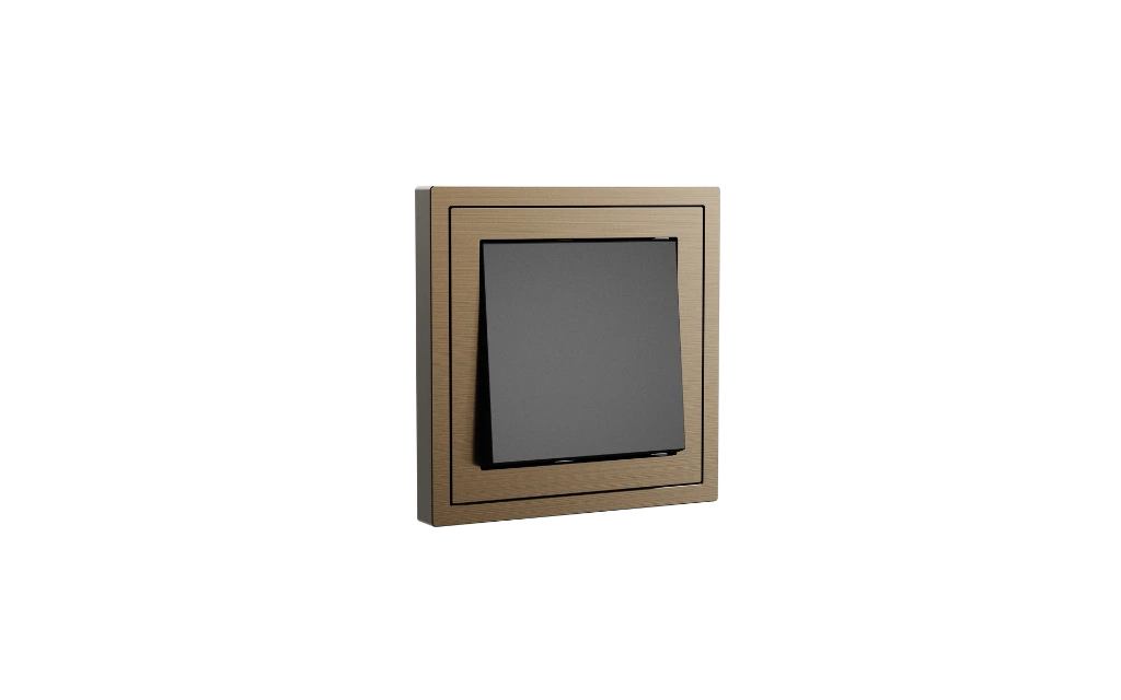 Xelent 1 rocker switch brass left side view EU.webp