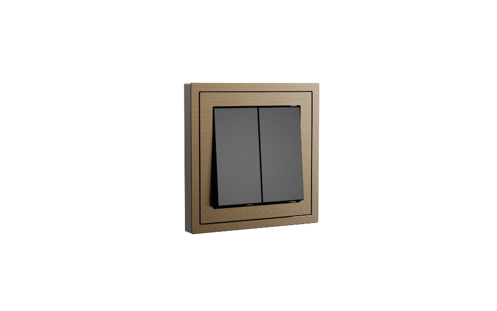 Xelent 2 rocker switch brass left side view EU.webp