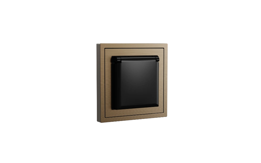 Xelent waterproof socket brass left side view EU.webp