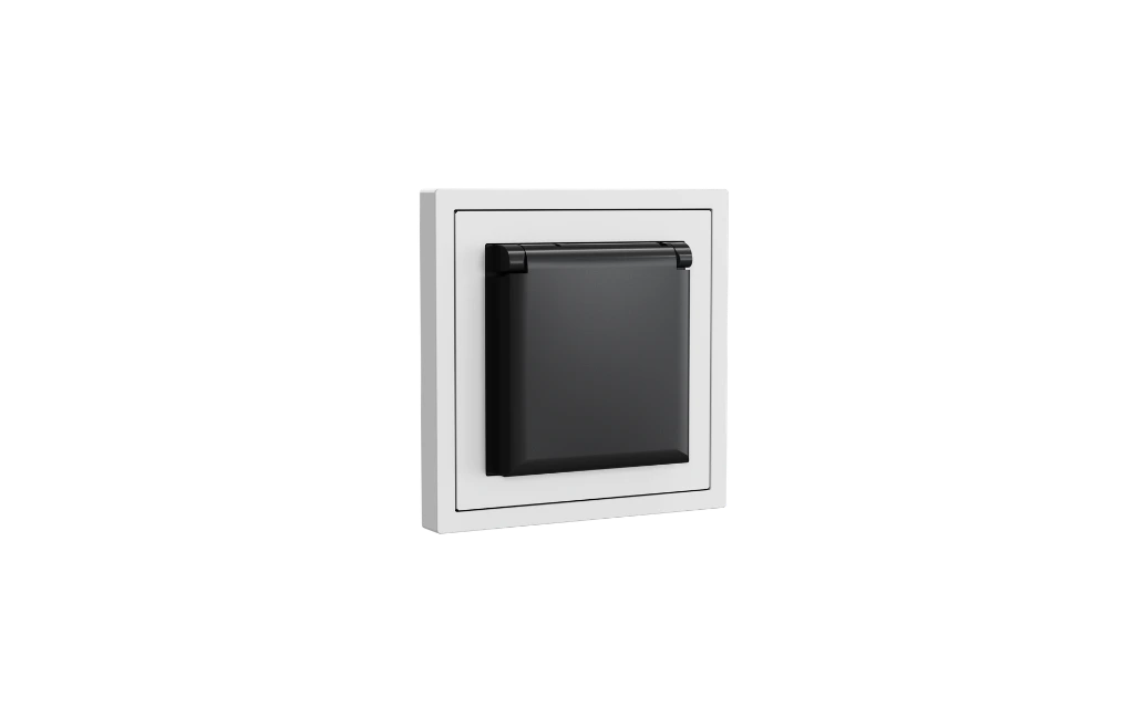 Xelent waterproof socket left side ivory white EU.webp