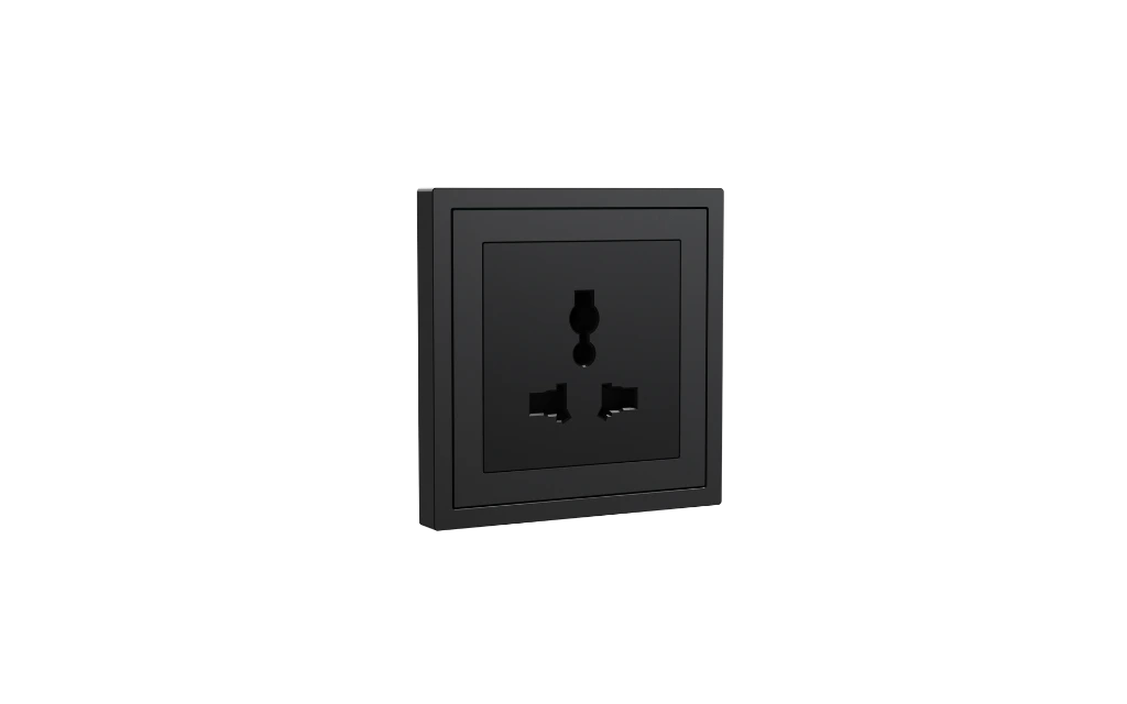 Xelent universal socket charcoal grey left side view EU.webp