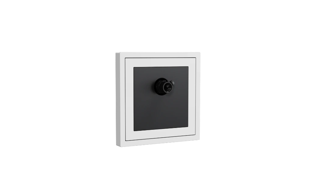 Xelent 1 port coax TV ivory white left side view EU.webp