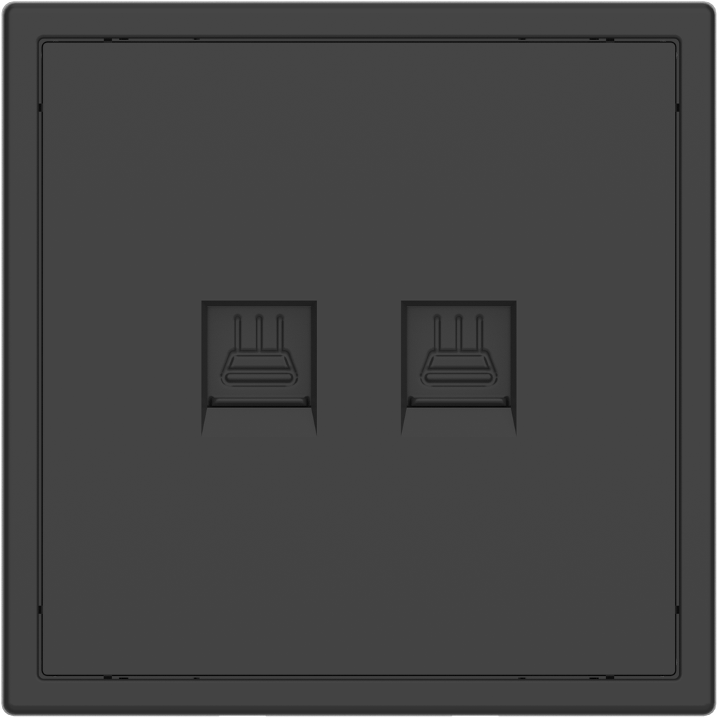 [MPET-2E-NP.18-AG] Tile Series 2 Port Ethernet Wall Outlet v. 2.1 (Ash Gray)