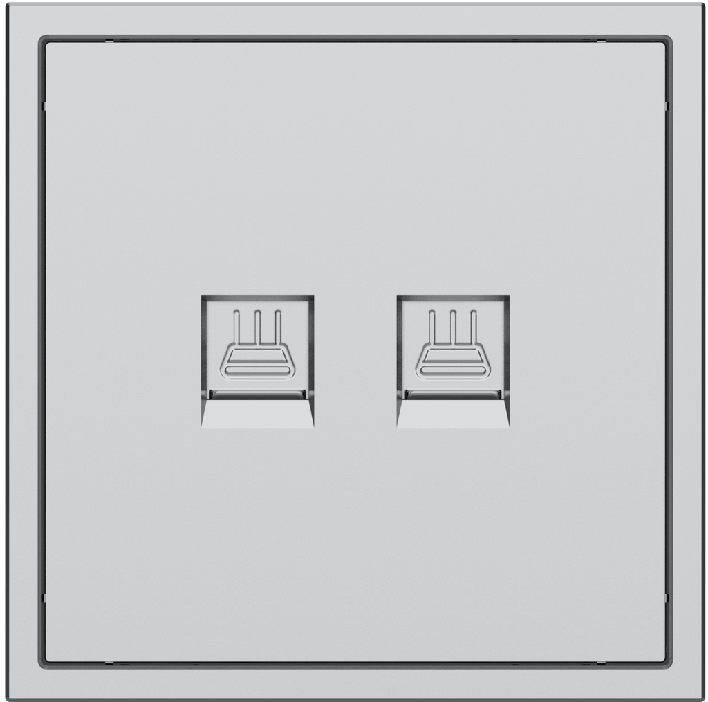 [MPET-2E-NP.18-SG] Tomada de parede Ethernet com 2 portas Tile Series v. 2.1 (Cinza Espacial)