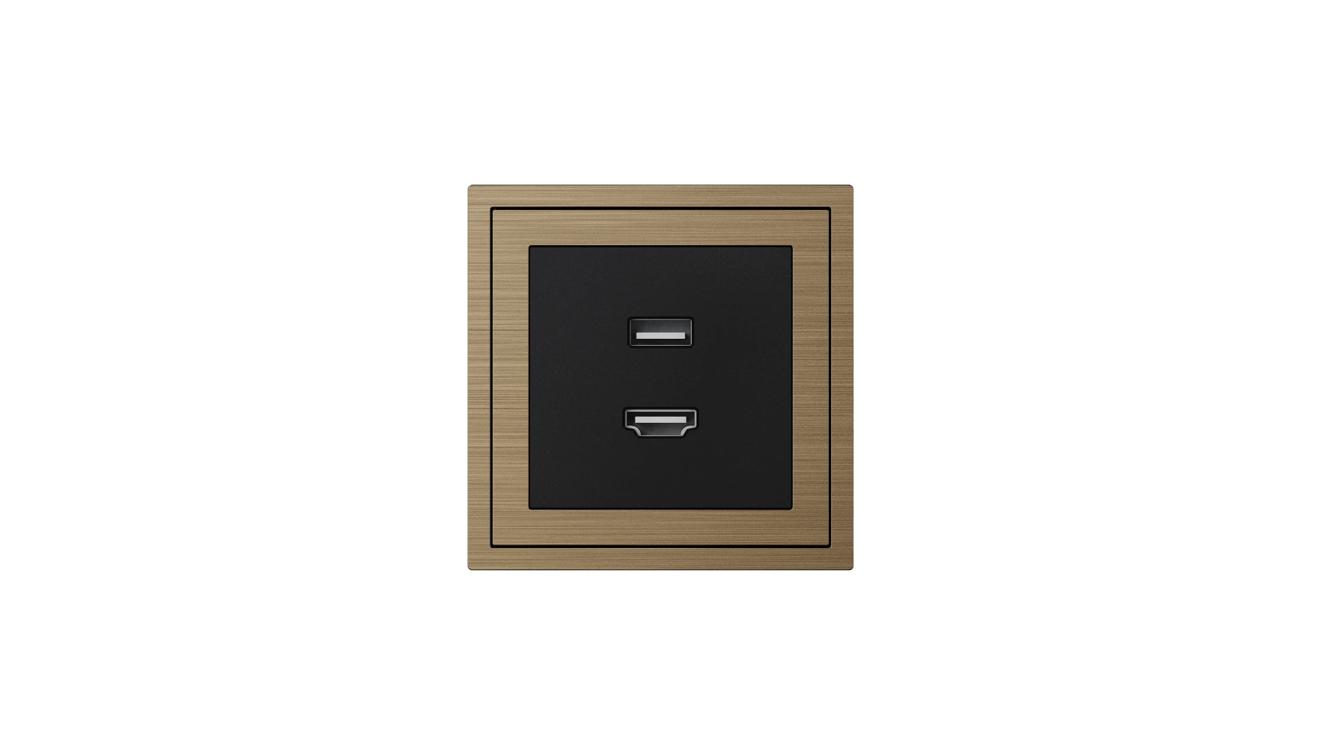 Tomada de Parede HDMI e USB Xelent Series — Alumínio Escovado, Padrão Europeu