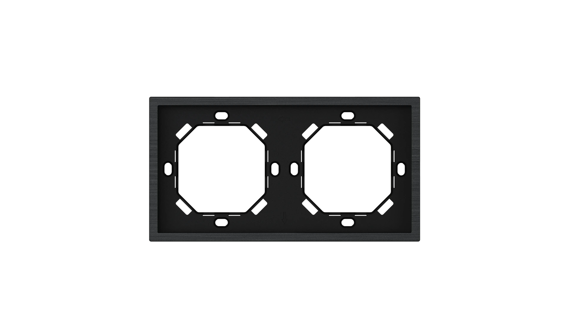 Xelent Series Horizontal 2-Gang Panel Frame (Brushed Aluminum) – EU Standard (Black)