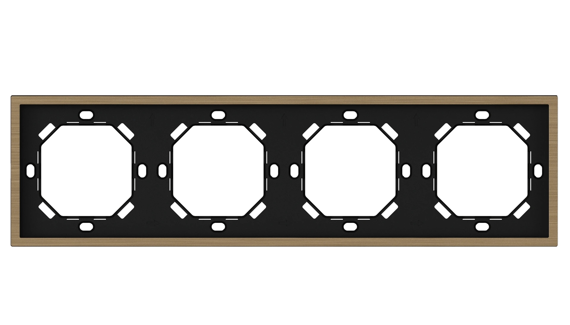 Moldura Horizontal para Painel de 4 Módulos Xelent Series — Alumínio Escovado, Padrão Europeu
